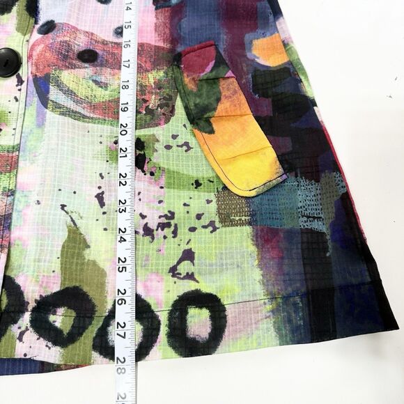 Ali Miles Shirt Women S Multi Color Abstract Print Button Front Colorful Artsy - Picture 12 of 12